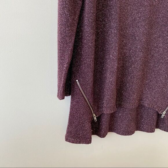JuneRose Metallic Plum Side Zipper Tunic Sweater - Picture 9 of 12